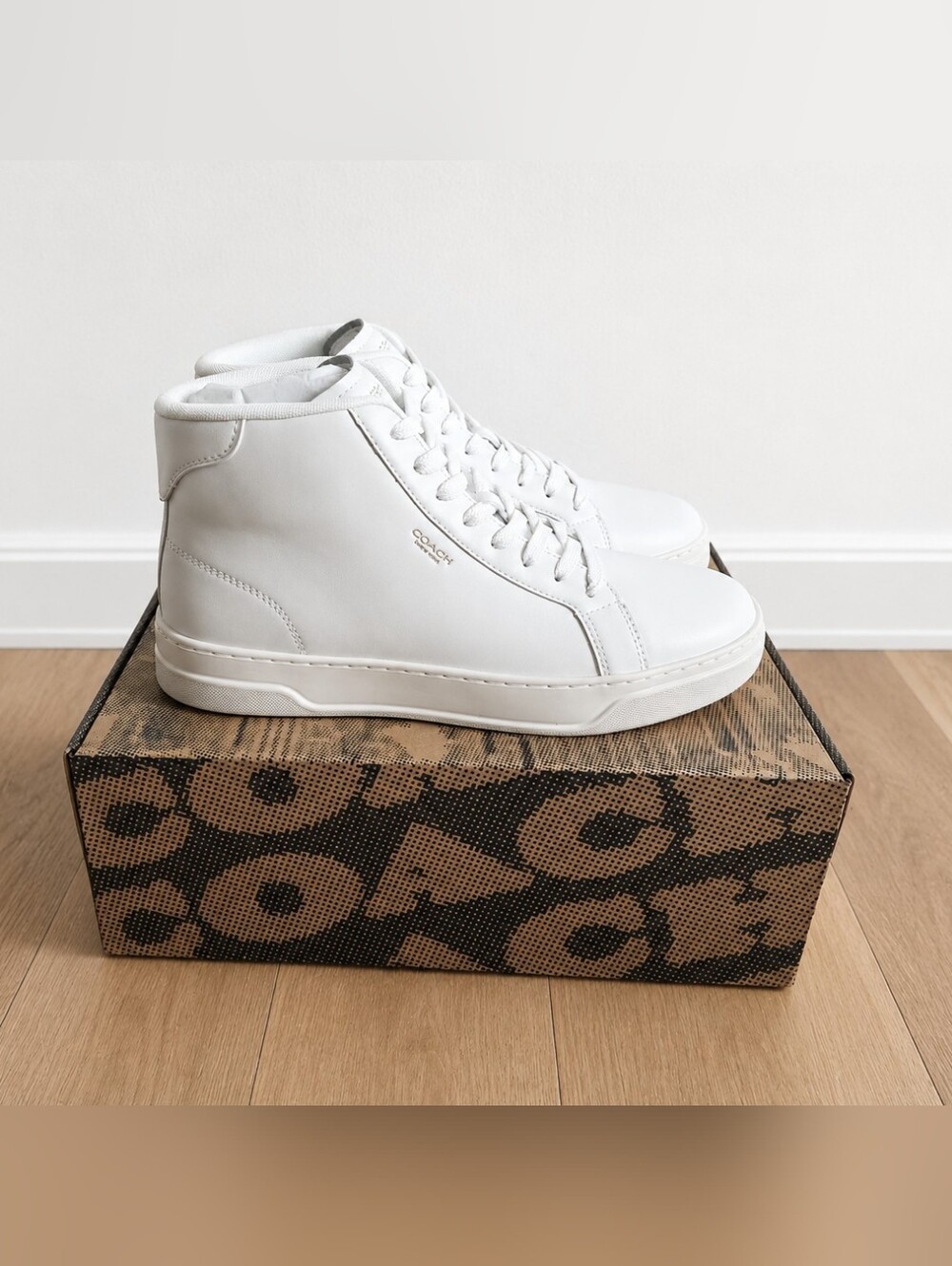 Coach Men’s White High-Top Leather Sneakers